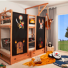 PIRAT Łóżko piętrowe dla dzieci 90x200 plac zabaw
